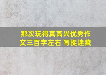 那次玩得真高兴优秀作文三百字左右 写捉迷藏